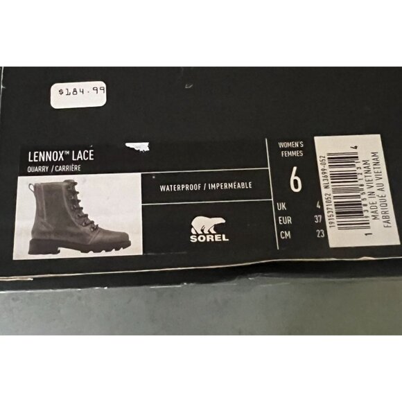 SOREL Women's Lennox Lace Moto Leather Lace Up Boots Quarry Size 6 - Picture 9 of 9